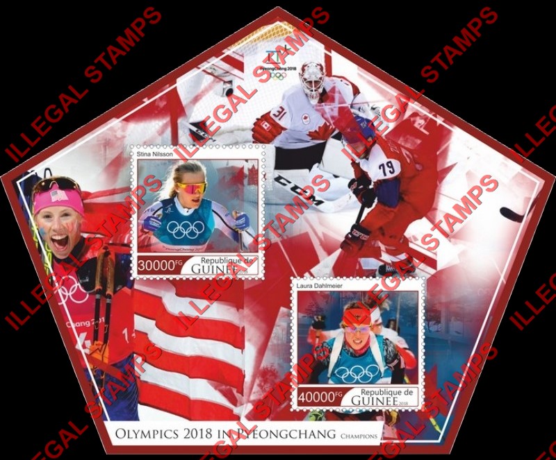 Guinea Republic 2018 Olympic Games in PyeongChang Champions Illegal Stamp Souvenir Sheet of 2