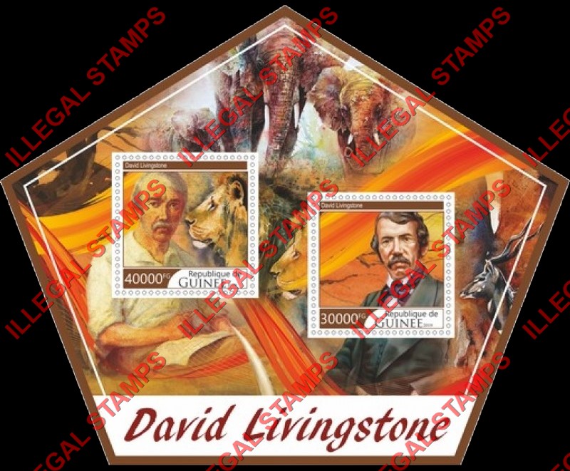 Guinea Republic 2019 David Livingstone Illegal Stamp Souvenir Sheet of 2