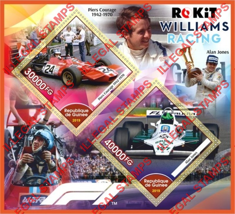 Guinea Republic 2019 RoKiT Williams Racing Illegal Stamp Souvenir Sheet of 2