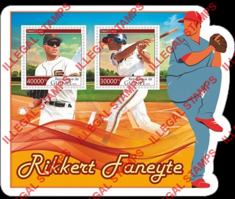 Guinea Republic 2020 Baseball Rikkert Faneyte Illegal Stamp Souvenir Sheet of 2