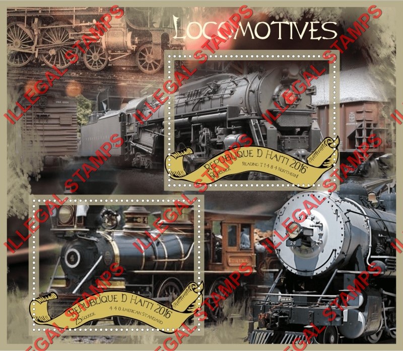 Haiti 2016 Locomotives Illegal Stamp Souvenir Sheet of 2