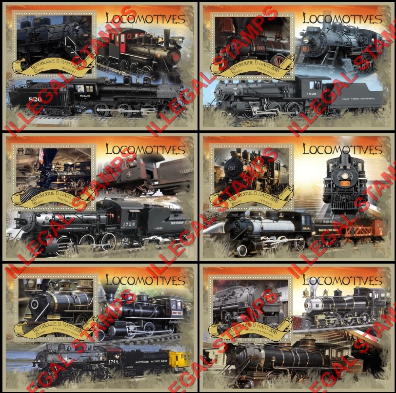 Haiti 2016 Locomotives Illegal Stamp Souvenir Sheets of 1