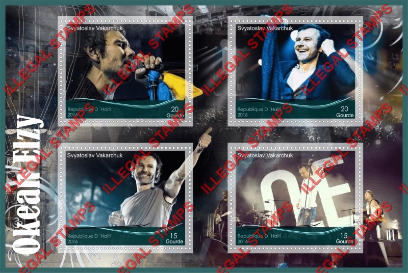 Haiti 2016 Okean Elzy Svyatoslav Vakarchuk Illegal Stamp Souvenir Sheet of 4