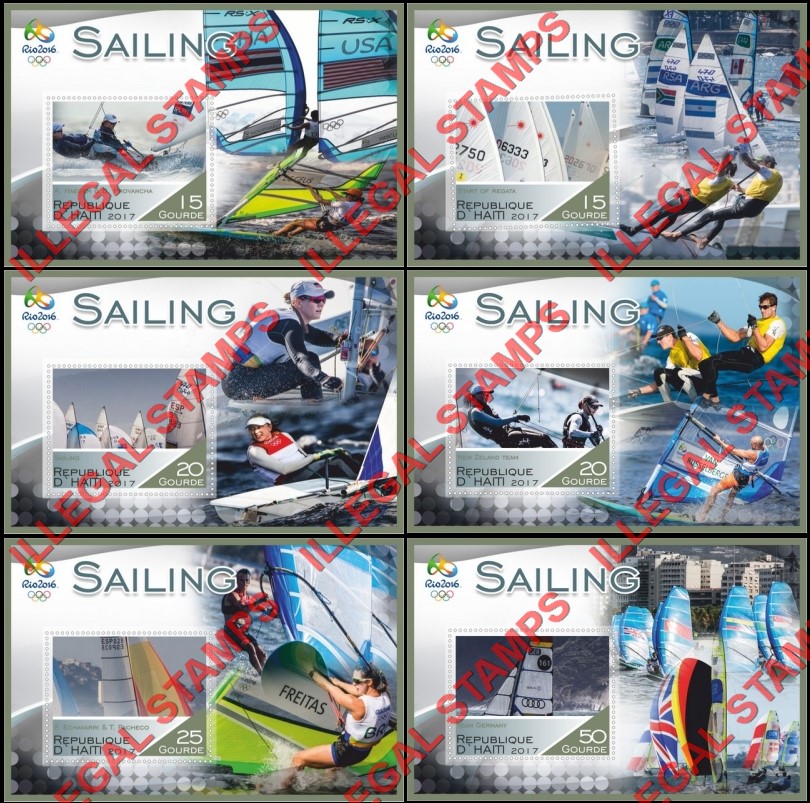 Haiti 2017 Sailing Rio 2016 Illegal Stamp Souvenir Sheets of 1