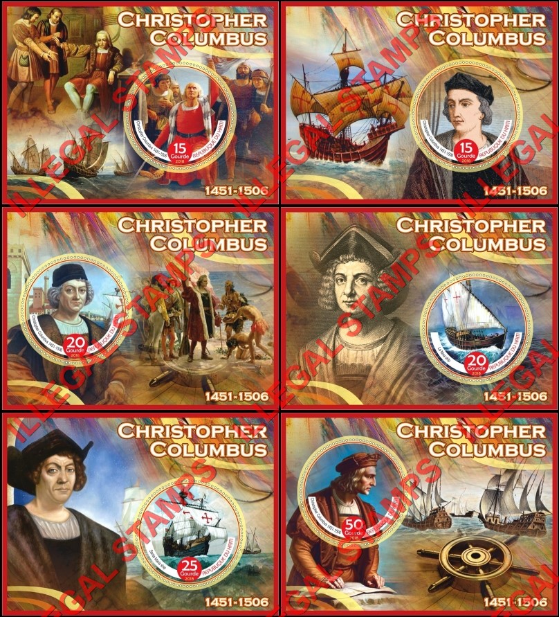 Haiti 2018 Christopher Columbus Illegal Stamp Souvenir Sheets of 1