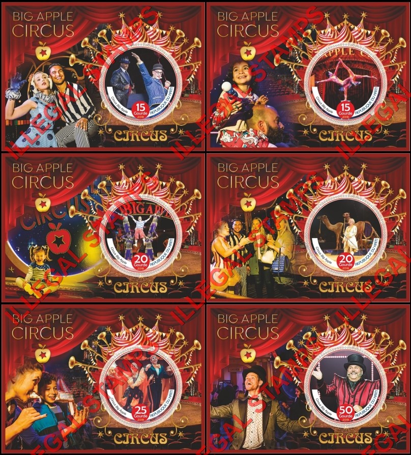 Haiti 2018 Circus Big Apple Illegal Stamp Souvenir Sheets of 1