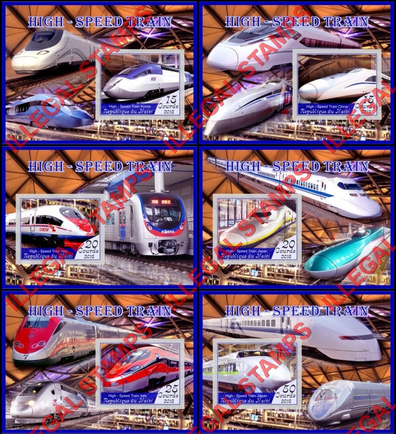 Haiti 2018 High Speed Trains Illegal Stamp Souvenir Sheets of 1