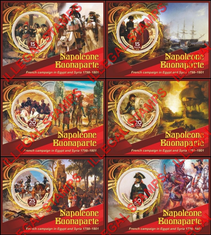 Haiti 2018 Napoleon Bonaparte (different a) Illegal Stamp Souvenir Sheets of 1