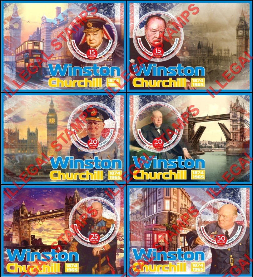 Haiti 2018 Winston Churchill Illegal Stamp Souvenir Sheets of 1