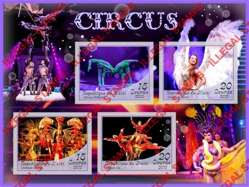 Haiti 2019 Circus Illegal Stamp Souvenir Sheet of 4