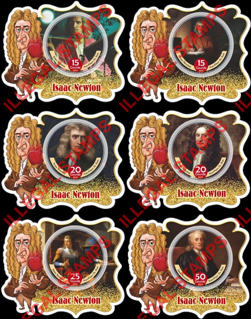 Haiti 2019 Isaac Newton Illegal Stamp Souvenir Sheets of 1