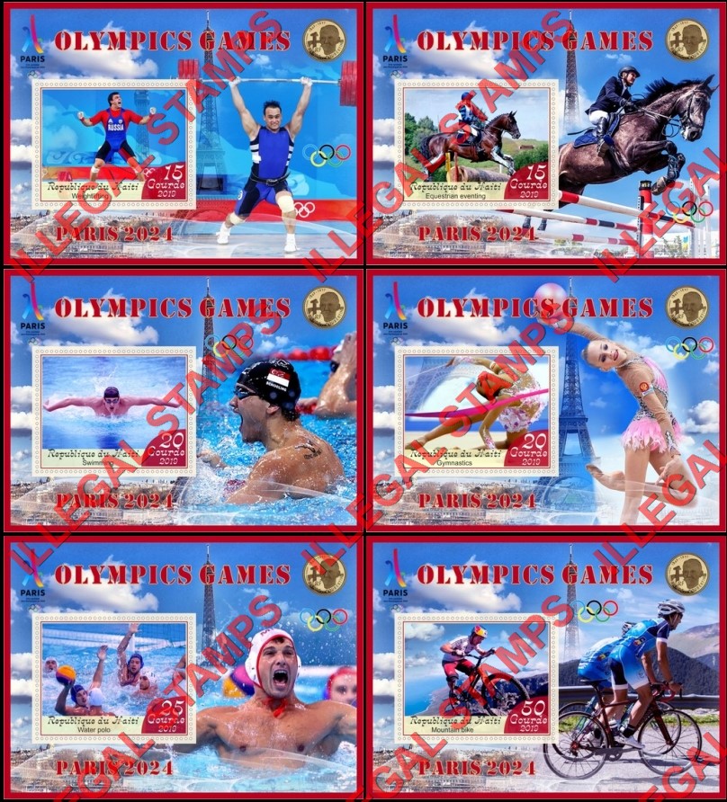 Haiti 2019 Olympic Games in Paris 2024 Illegal Stamp Souvenir Sheets of 1