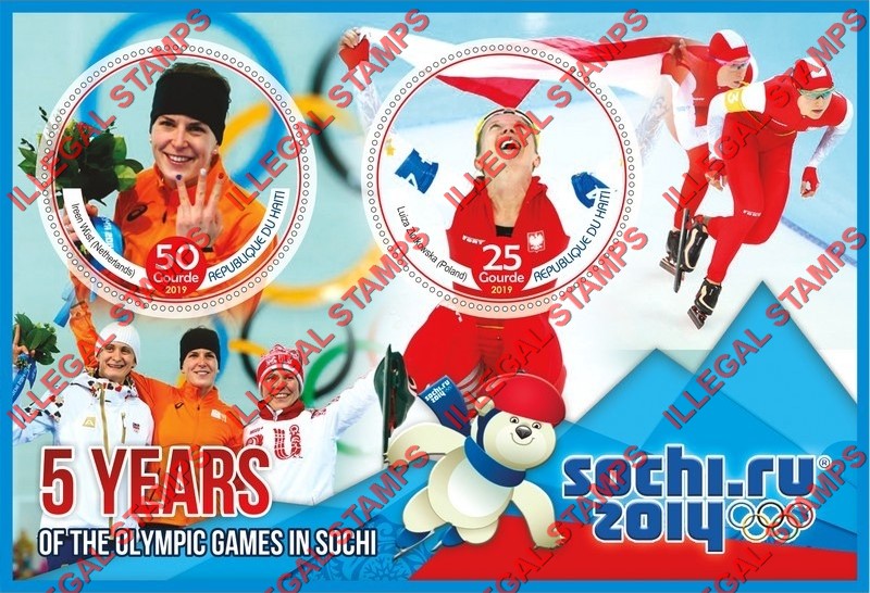 Haiti 2019 Olympic Games in Sochi 2014 Illegal Stamp Souvenir Sheet of 2