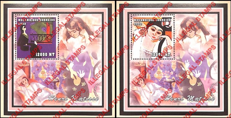  Mozambique 2002 Paintings by Henri Matisse Counterfeit Illegal Stamp Souvenir Sheets of 1