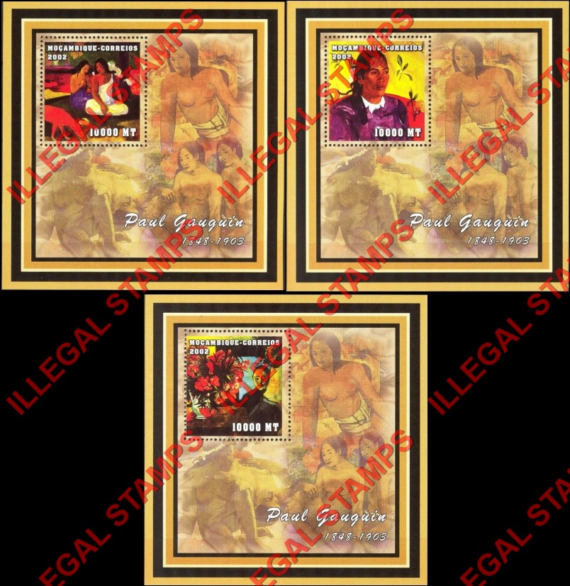  Mozambique 2002 Paintings by Paul Gauguin Counterfeit Illegal Stamp Souvenir Sheets of 1