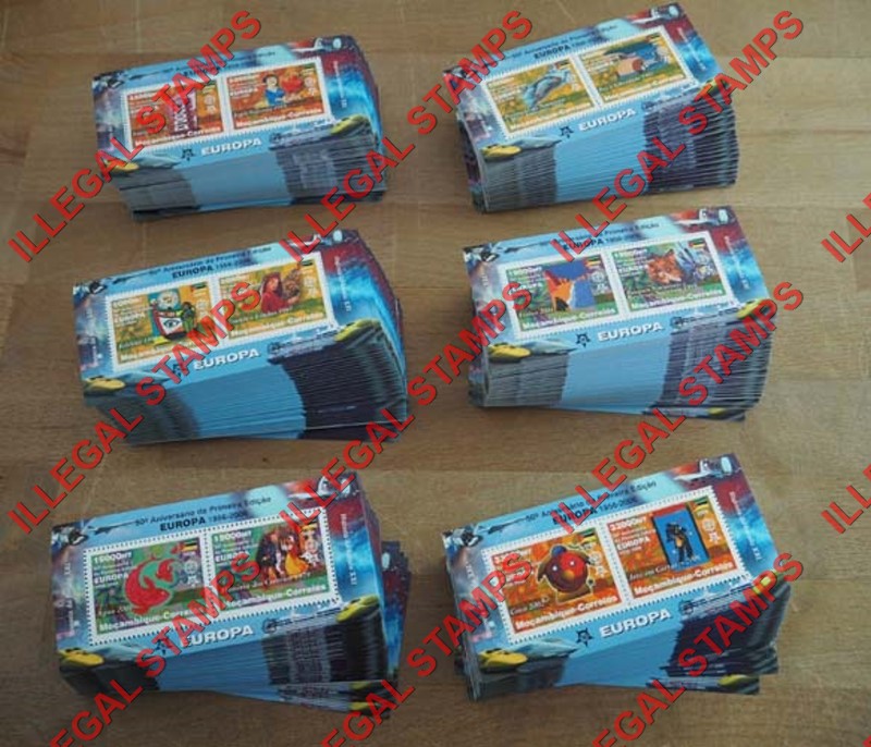  Mozambique 2004 50th Anniversary of EUROPA Counterfeit Illegal Stamp Souvenir Sheets of 2 Bulk Lot for Sale