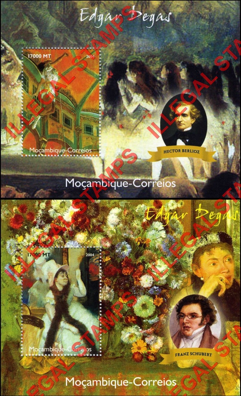  Mozambique 2004 Paintings by Edgar Degas Counterfeit Illegal Stamp Souvenir Sheets of 1 (Part 1)