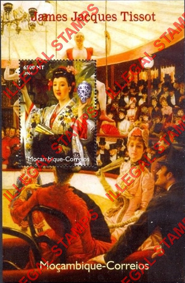 Mozambique 2004 Paintings by James Jacques Tissot Counterfeit Illegal Stamp Souvenir Sheet of 1