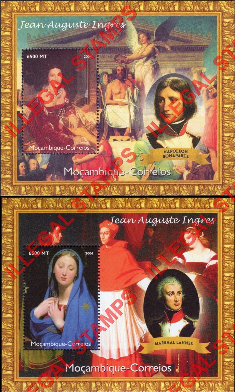  Mozambique 2004 Paintings by Jean Auguste Ingres Counterfeit Illegal Stamp Souvenir Sheets of 1 (Part 1)