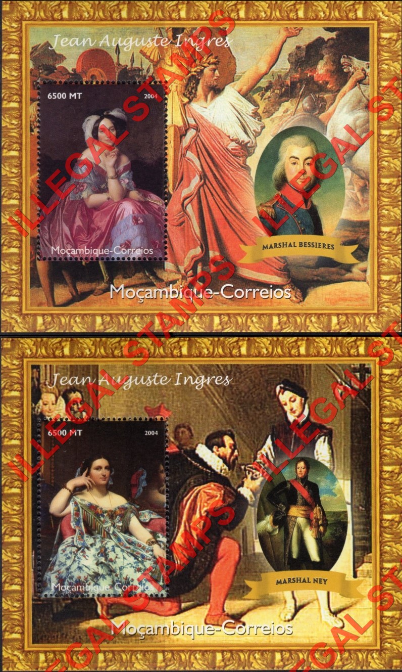  Mozambique 2004 Paintings by Jean Auguste Ingres Counterfeit Illegal Stamp Souvenir Sheets of 1 (Part 3)