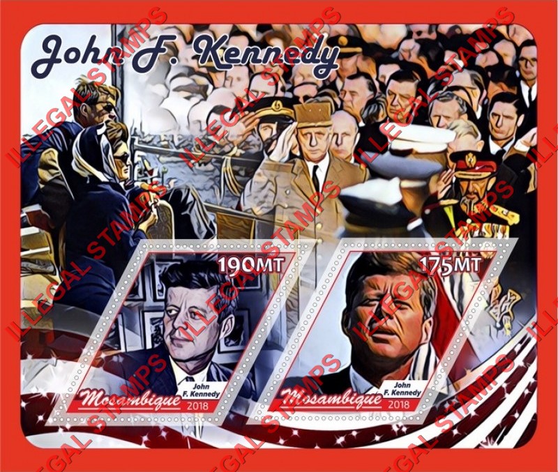  Mozambique 2018 John F. Kennedy Counterfeit Illegal Stamp Souvenir Sheet of 2
