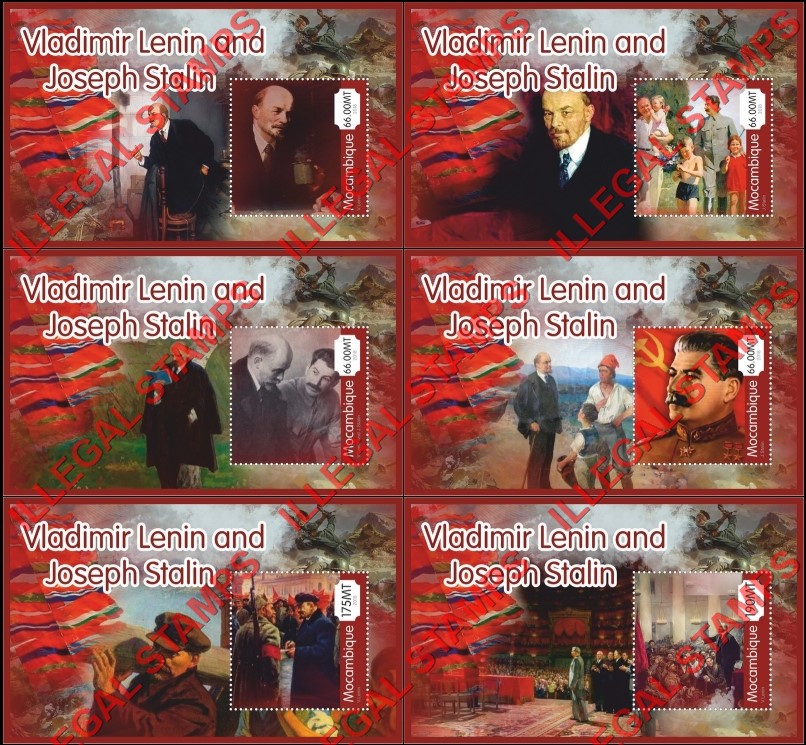  Mozambique 2018 Lenin and Stalin Counterfeit Illegal Stamp Souvenir Sheets of 1