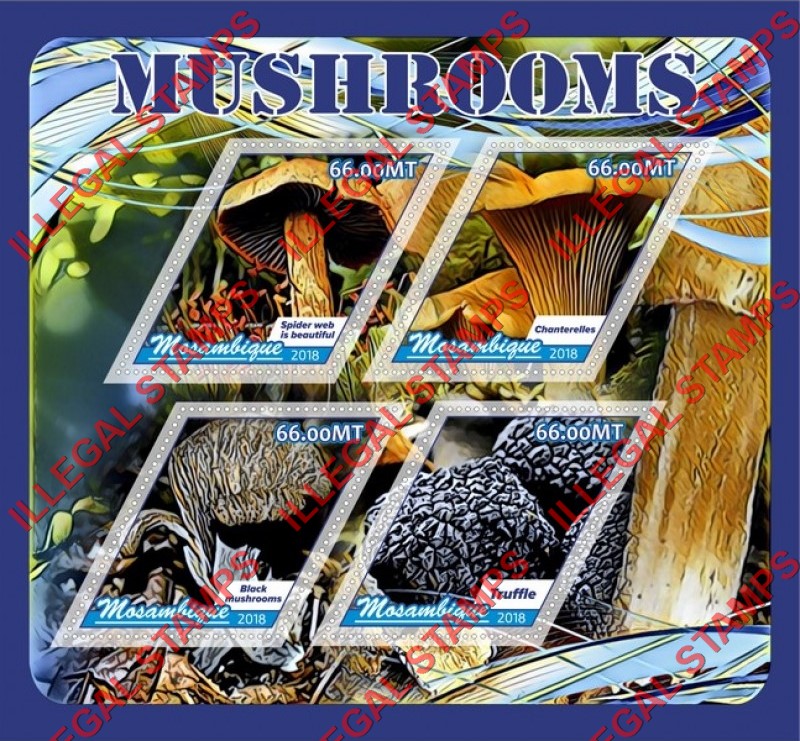  Mozambique 2018 Mushrooms (different a) Counterfeit Illegal Stamp Souvenir Sheet of 4