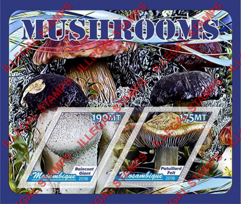  Mozambique 2018 Mushrooms (different a) Counterfeit Illegal Stamp Souvenir Sheet of 2