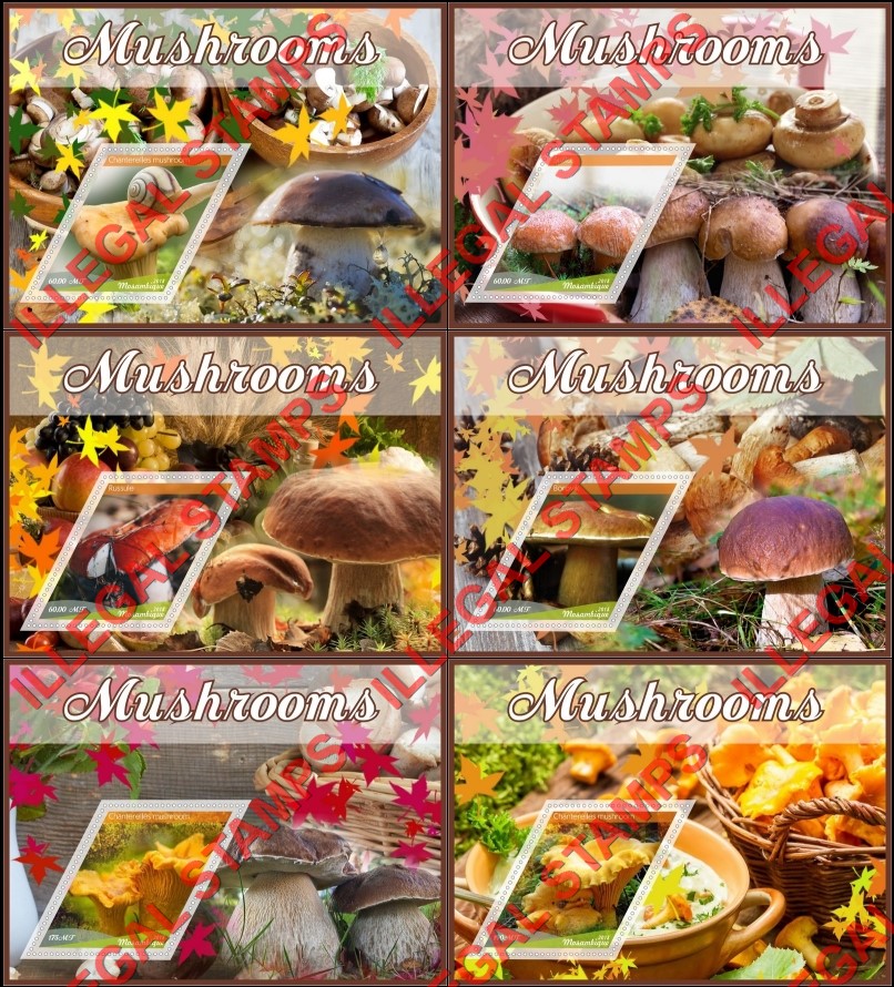  Mozambique 2018 Mushrooms Counterfeit Illegal Stamp Souvenir Sheets of 1