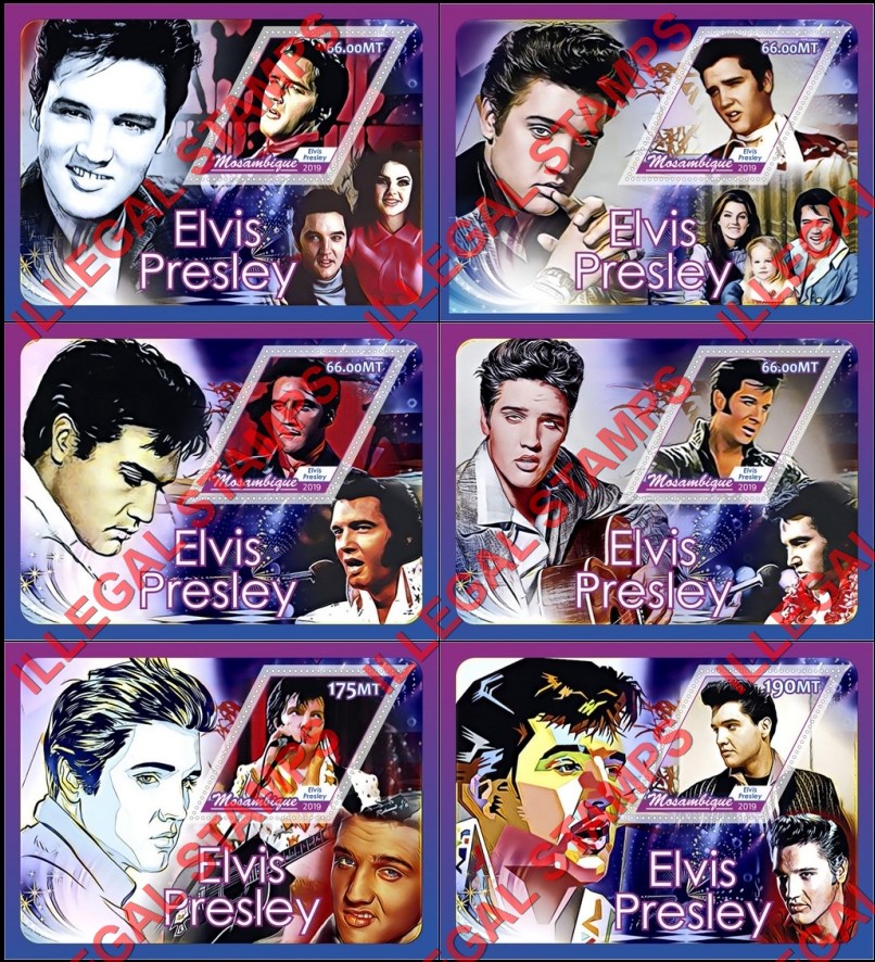  Mozambique 2019 Elvis Presley Counterfeit Illegal Stamp Souvenir Sheets of 1