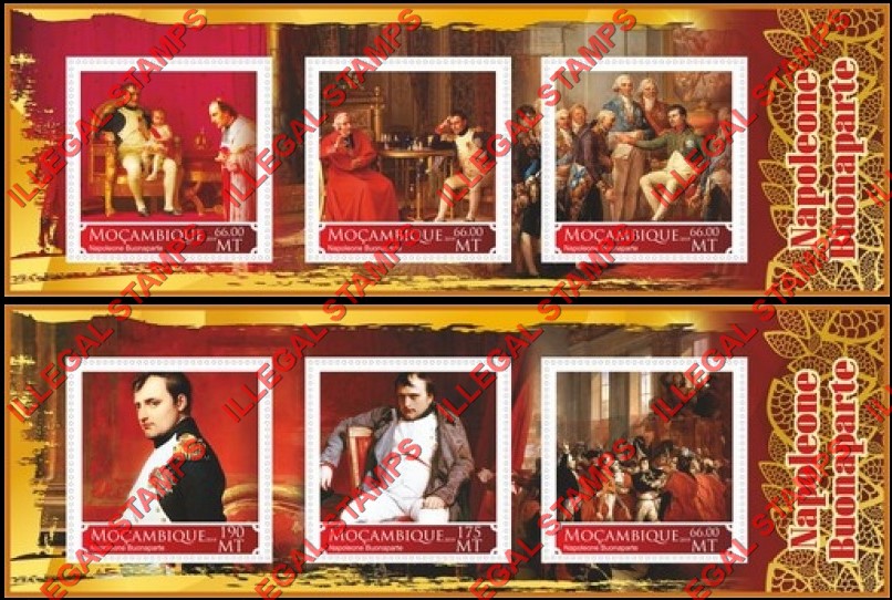  Mozambique 2019 Napoleon Bonaparte (different a) Counterfeit Illegal Stamp Souvenir Sheets of 3