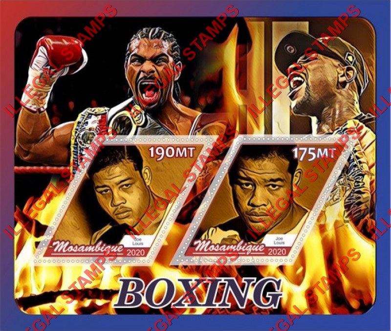  Mozambique 2020 Boxing Joe Louis Counterfeit Illegal Stamp Souvenir Sheet of 2