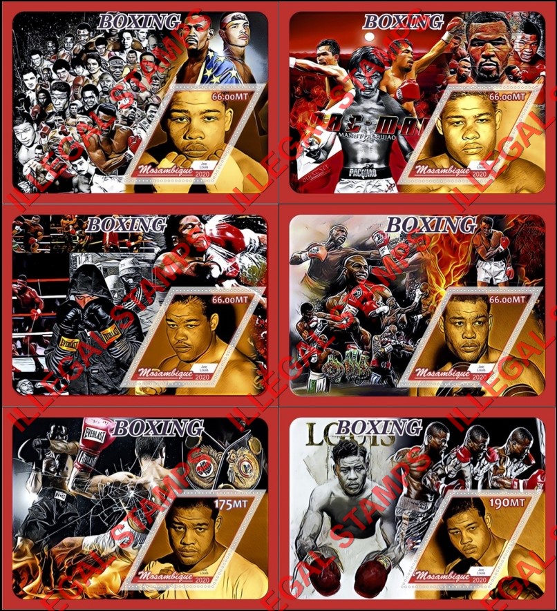  Mozambique 2020 Boxing Joe Louis Counterfeit Illegal Stamp Souvenir Sheets of 1