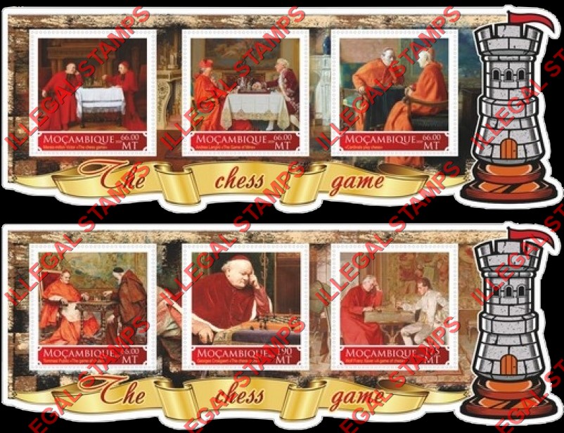  Mozambique 2020 Chess The Chess Game Counterfeit Illegal Stamp Souvenir Sheets of 3