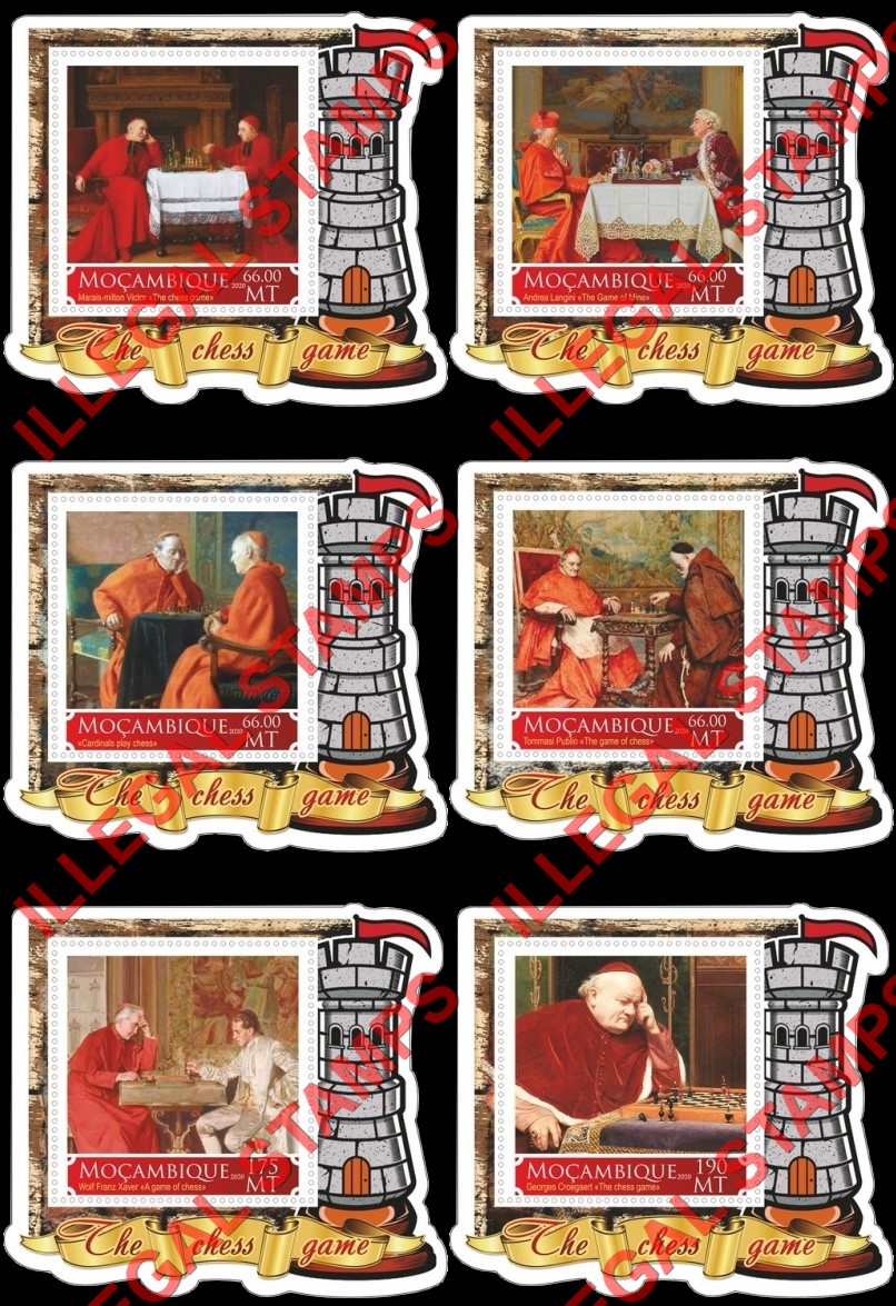  Mozambique 2020 Chess The Chess Game Counterfeit Illegal Stamp Souvenir Sheets of 1
