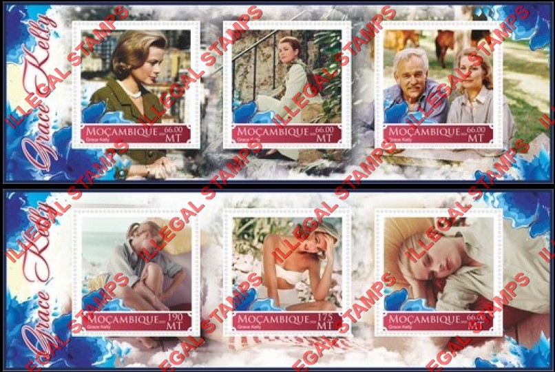  Mozambique 2020 Grace Kelly Counterfeit Illegal Stamp Souvenir Sheets of 3