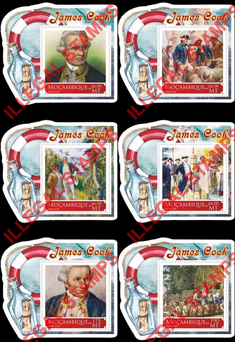  Mozambique 2020 James Cook (different a) Counterfeit Illegal Stamp Souvenir Sheets of 1