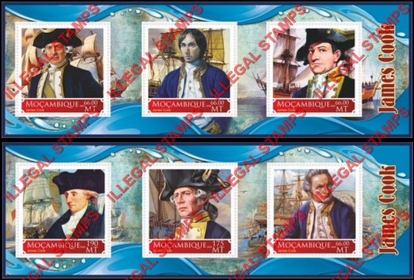  Mozambique 2020 James Cook (different) Counterfeit Illegal Stamp Souvenir Sheets of 3