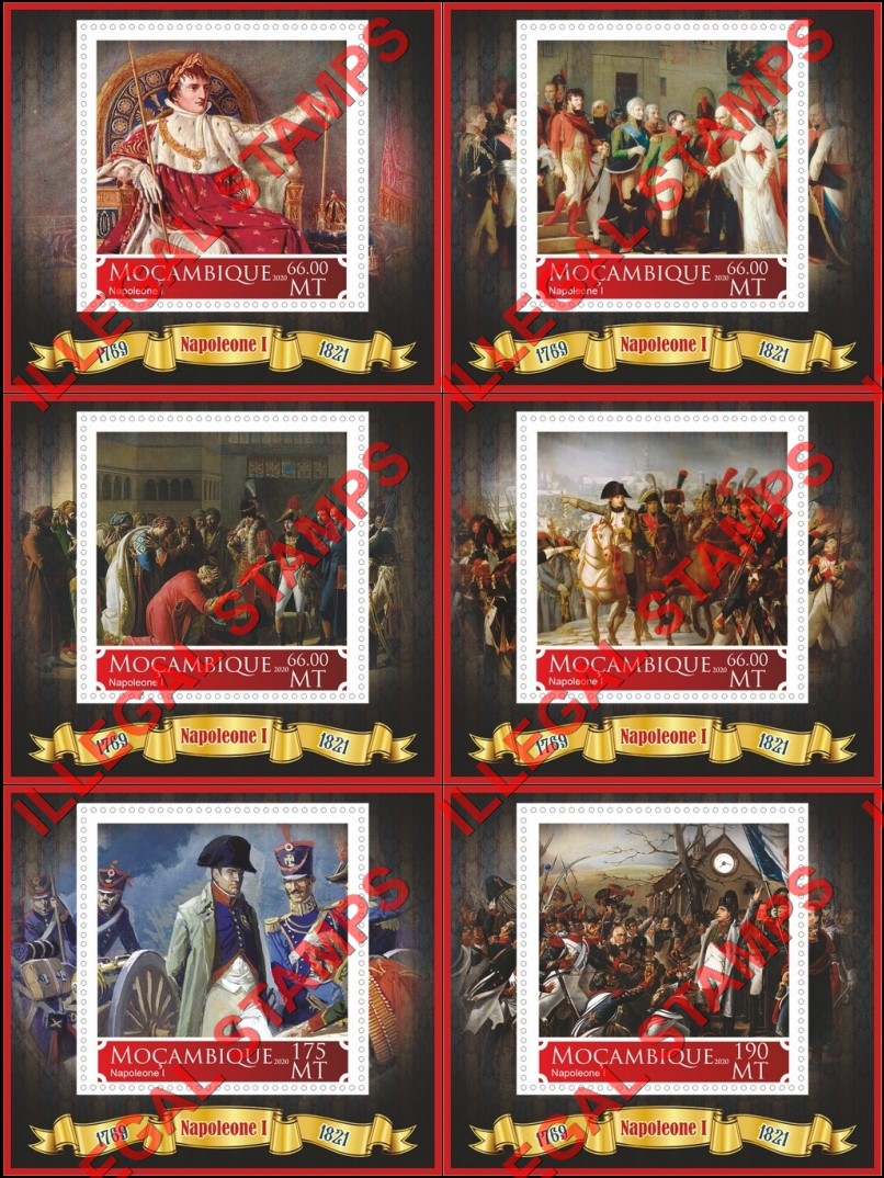  Mozambique 2020 Napoleon Bonaparte (different b) Counterfeit Illegal Stamp Souvenir Sheets of 1