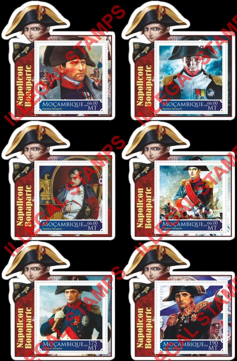  Mozambique 2020 Napoleon Bonaparte (different c) Counterfeit Illegal Stamp Souvenir Sheets of 1