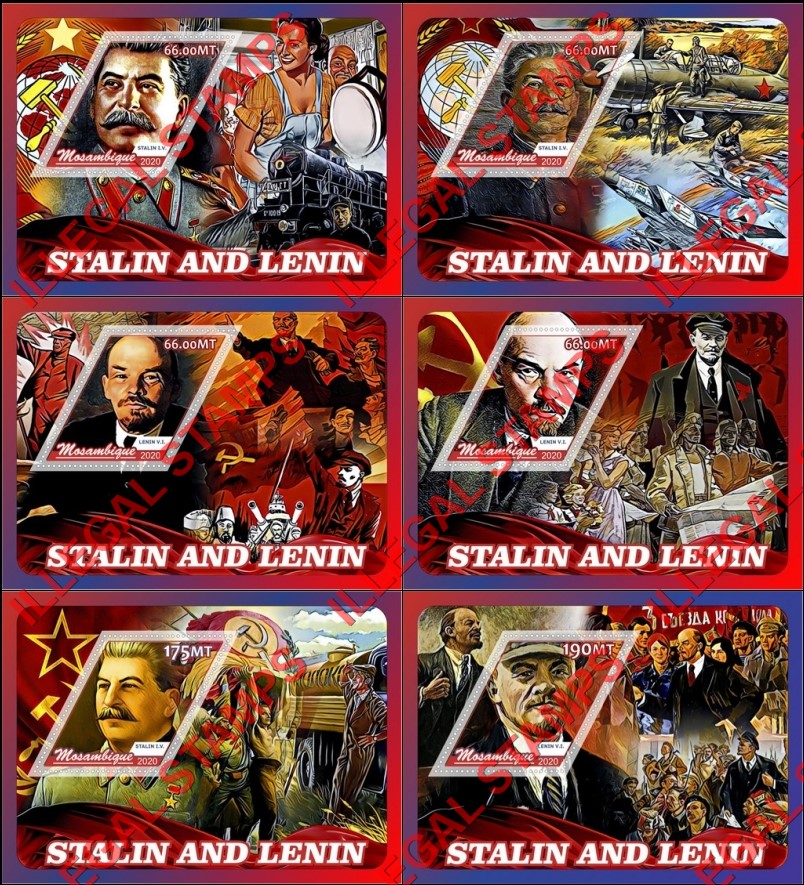  Mozambique 2020 Stalin and Lenin Counterfeit Illegal Stamp Souvenir Sheets of 1