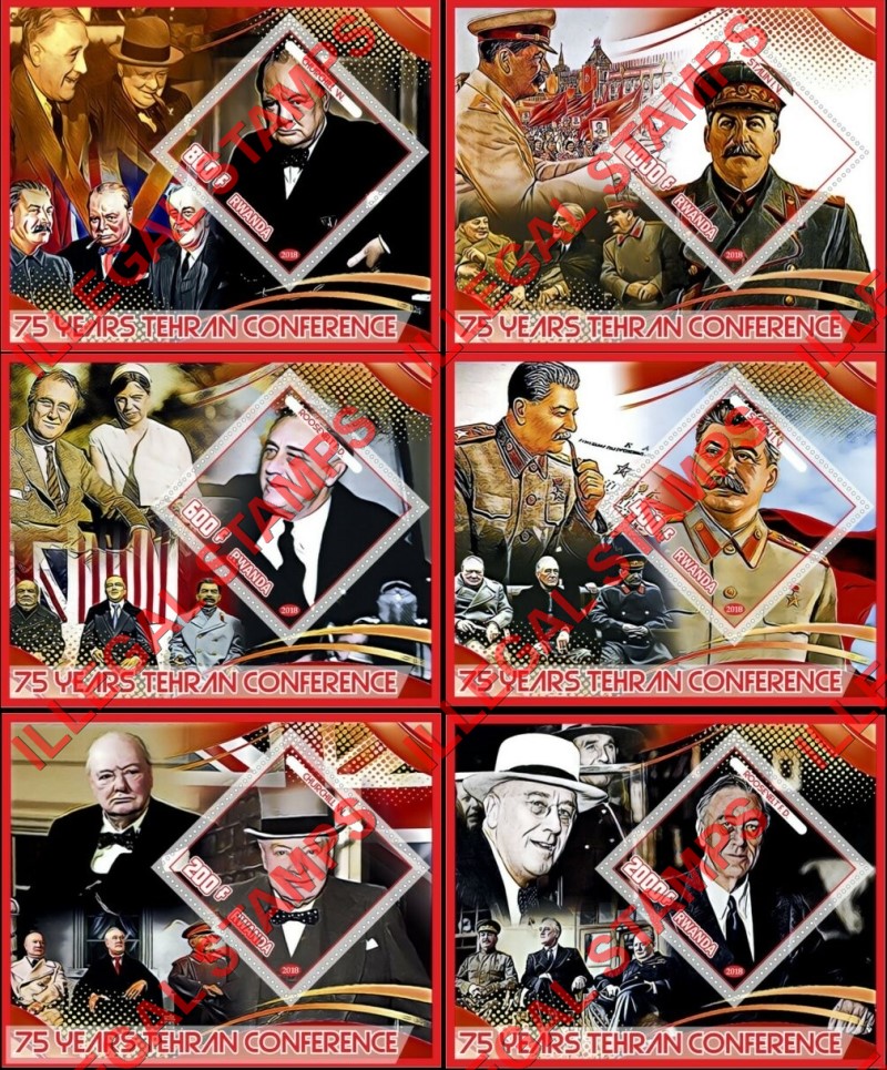 Rwanda 2018 Tehran Conference Illegal Stamp Souvenir Sheets of 1