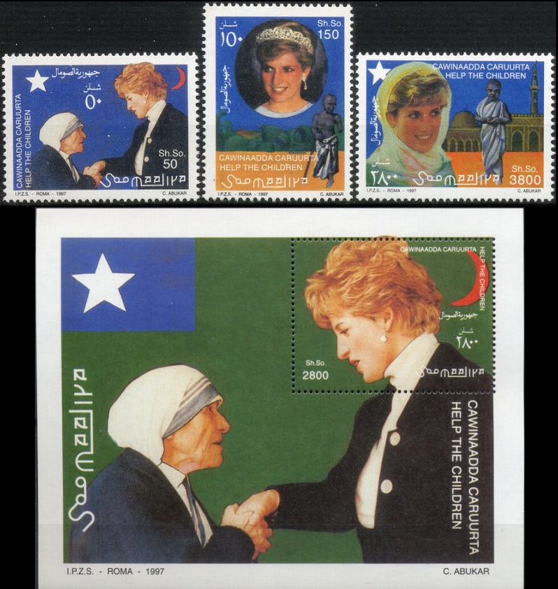 Somalia 1998 Tribute to Princess Diana Michel 670-672 BL 45