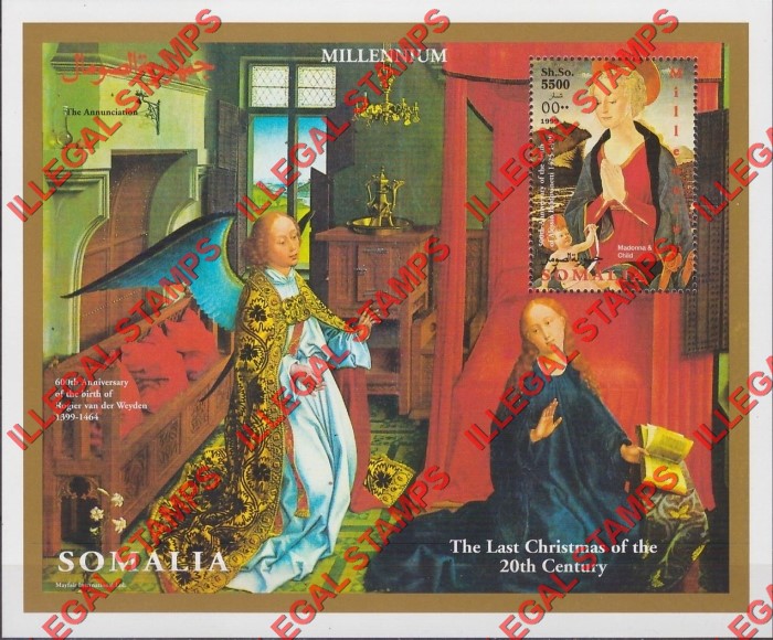 Somalia 1999 Millenium Christmas Illegal Stamp Souvenir Sheet of 1