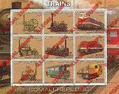 Somalia 2000 Trains Illegal Stamp Souvenir Sheet of 9