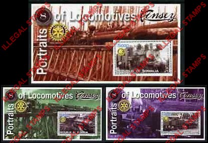 Somalia 2002 Portraits of Locomotives Illegal Stamp Souvenir Sheets of 1