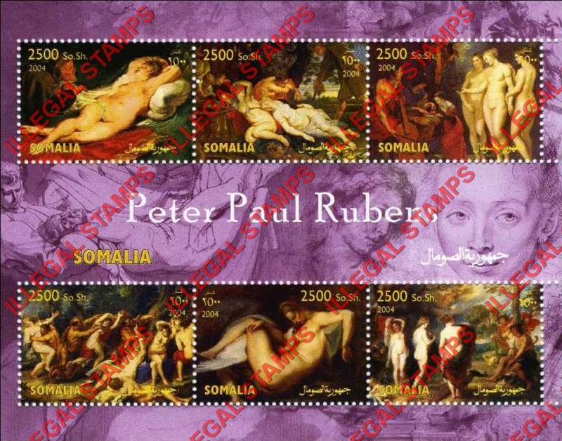 Somalia 2004 Paintings by Peter Paul Rubens Illegal Stamp Souvenir Sheet of 6