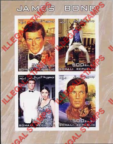 Somalia 2005 James Bond Illegal Stamp Souvenir Sheet of 4