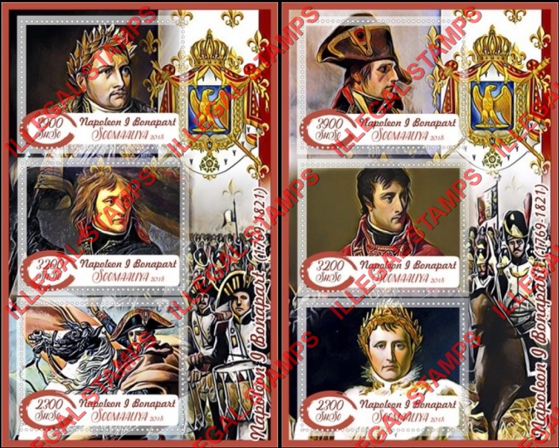 Somalia 2018 Napoleon Bonaparte Illegal Stamp Souvenir Sheets of 3