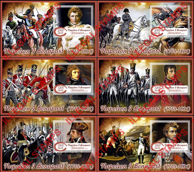 Somalia 2018 Napoleon Bonaparte Illegal Stamp Souvenir Sheets of 1